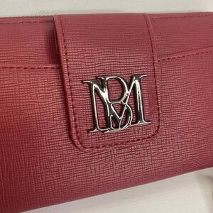 Badgley Mischka Red Wallet with Silver Logo
